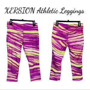 XERSION Athletic Leggings, Fuchsia & Neon Yellow